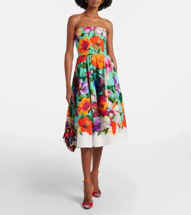 Dolce & Gabbana Floral cotton bustier dress | Thumbnail 3