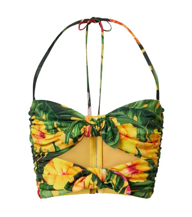 Cutout floral halterneck crop top