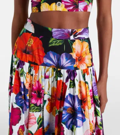 Dolce & Gabbana Floral tiered cotton maxi skirt | Thumbnail 3