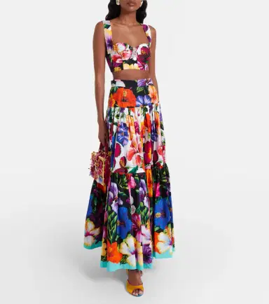 Dolce & Gabbana Floral tiered cotton maxi skirt | Thumbnail 4