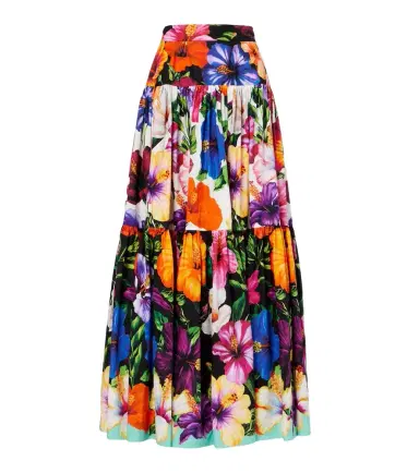 Dolce & Gabbana Floral tiered cotton maxi skirt | Thumbnail 1