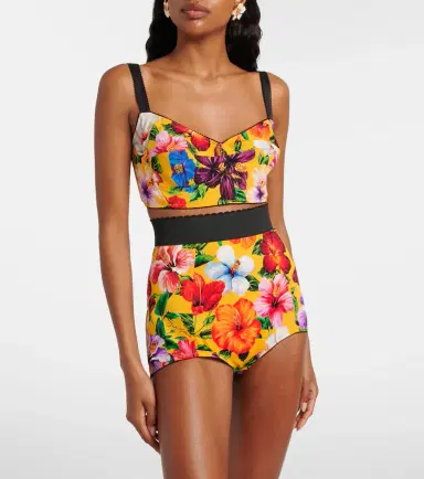 Dolce & Gabbana Floral silk-blend crop top | Thumbnail 3