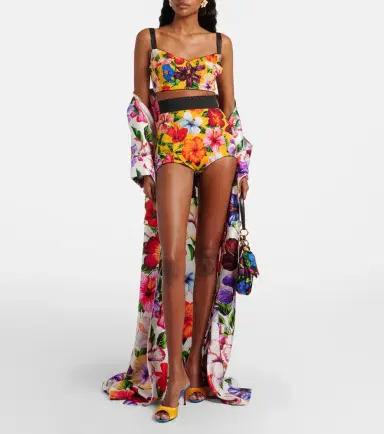 Dolce & Gabbana Floral silk-blend crop top | Thumbnail 4