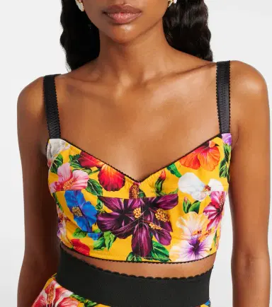 Dolce & Gabbana Floral silk-blend crop top | Thumbnail 5