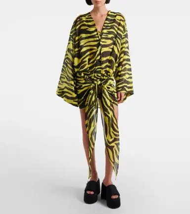 The Attico Animal-print cotton muslin minidress | Thumbnail 3