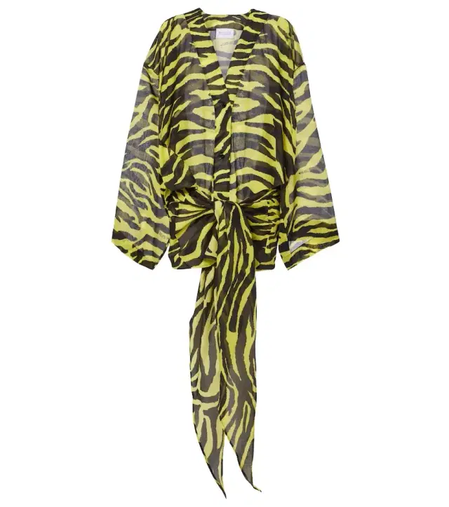 The Attico Animal-print cotton muslin minidress