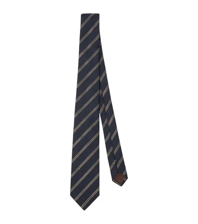 Canali Striped silk and wool tie