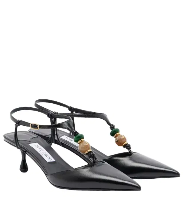 Lauri embellished leather slingback pumps