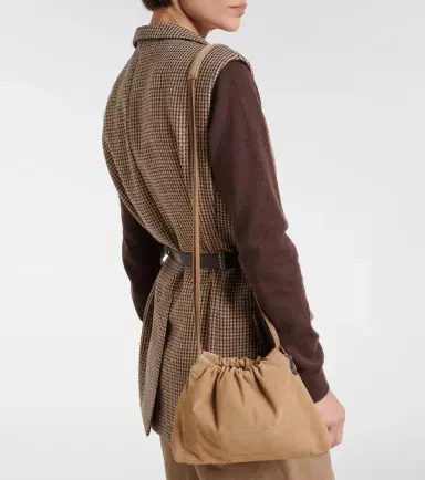 Brunello Cucinelli Mellow Small suede shoulder bag | Thumbnail 4 Brunello Cucinelli Mellow Small suede shoulder bag | Thumbnail 4