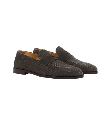 Brunello Cucinelli Woven suede penny loafers | Thumbnail 1