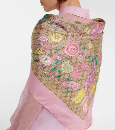 Gucci GG  Flora silk twill scarf | Thumbnail 4