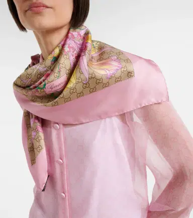 Gucci GG  Flora silk twill scarf | Thumbnail 5
