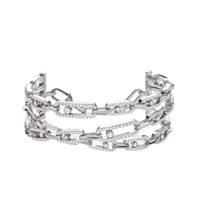 Move Link 18kt white gold bracelet with diamonds