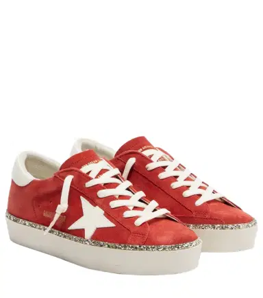 Golden Goose Hi Star glitter-trimmed suede sneakers | Thumbnail 1