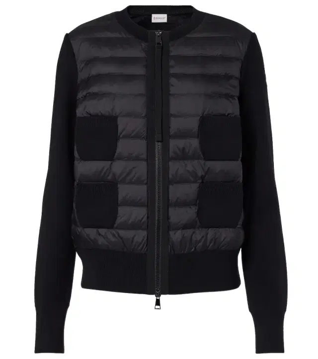 Tricot down-paneled virgin wool cardigan