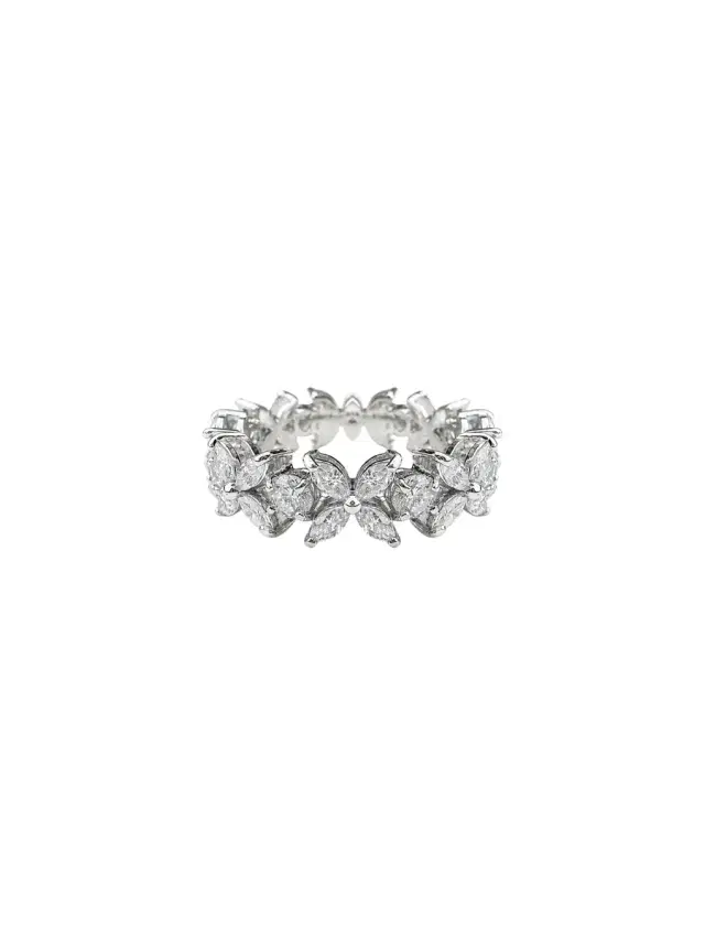 Wish Fine Jewelry 2.12ct Diamond 18K Gold Flower Band Ring