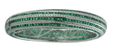 Wish Fine Jewelry 23.36ct Diamond Emerald 18BR0824K Gold Bangle Bracelet | Thumbnail 1 Wish Fine Jewelry 23.36ct Diamond Emerald 18BR0824K Gold Bangle Bracelet | Thumbnail 1