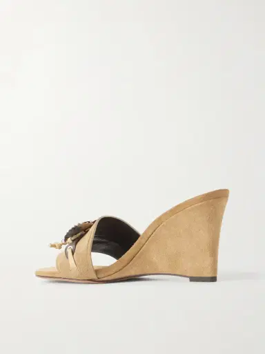 Isabel Marant Anee Flower-embellished Suede Wedge Sandals | Thumbnail 3