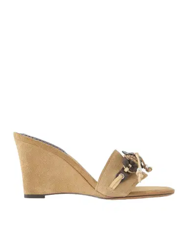 Isabel Marant Anee Flower-embellished Suede Wedge Sandals | Thumbnail 1