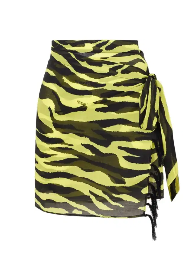 Tasseled Zebra-print Cotton-voile Pareo