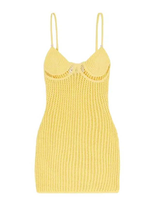 Crocheted Cotton-blend Mini Dress