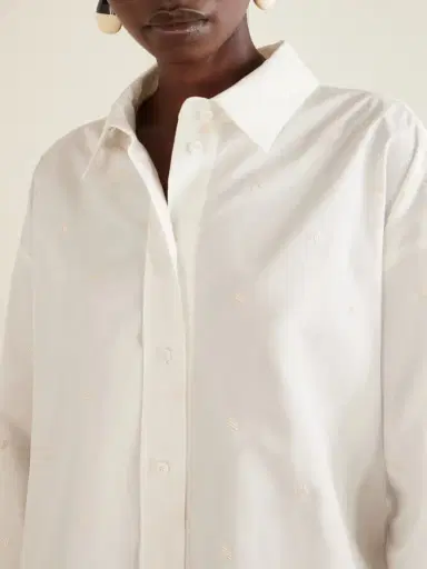 The Attico Asymmetric Embroidered Cotton-blend Shirt | Thumbnail 4