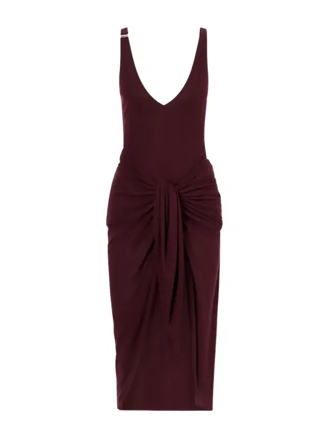 The Attico Knotted Ribbed Lyocell Midi Dress