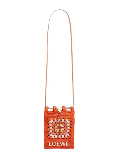 Loewe + Paula's Ibiza Logo-trimmed Leather-trimmed Crocheted Raffia Bucket Bag | Thumbnail 1