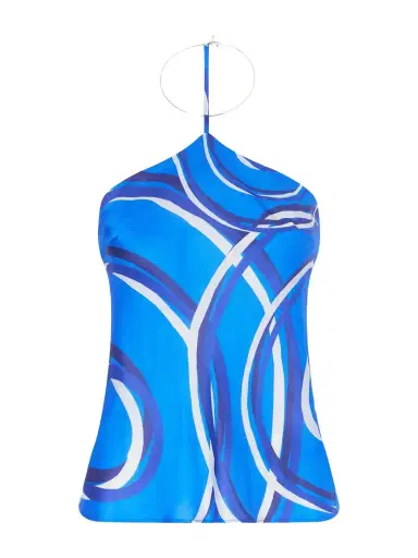 Themis Z Elysia Asymmetric Printed Silk-blend Satin Top | Thumbnail 1