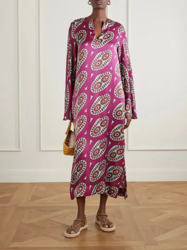 Themis Z Selene Printed Silk-blend Satin Kaftan | Thumbnail 2 Themis Z Selene Printed Silk-blend Satin Kaftan | Thumbnail 2
