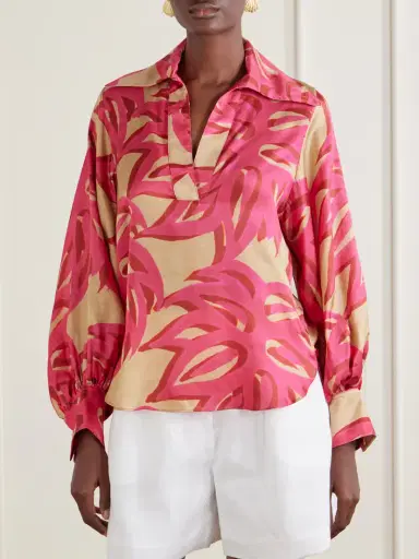 Themis Z Ismene Printed Silk-blend Satin Blouse | Thumbnail 3 Themis Z Ismene Printed Silk-blend Satin Blouse | Thumbnail 3