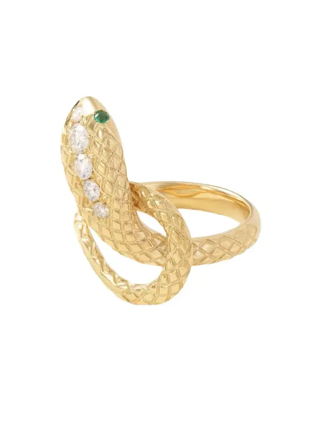 Snake 18-karat Gold, Emerald And Diamond Ring
