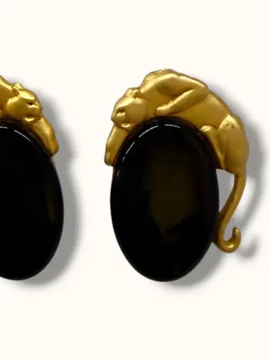 Jen Wonders Studio Panther Cabochon Earrings | Thumbnail 2 Jen Wonders Studio Panther Cabochon Earrings | Thumbnail 2