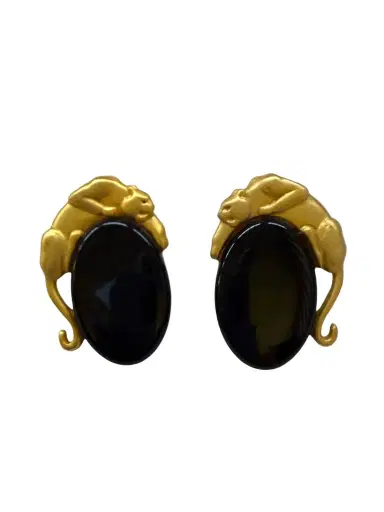 Jen Wonders Studio Panther Cabochon Earrings | Thumbnail 1 Jen Wonders Studio Panther Cabochon Earrings | Thumbnail 1