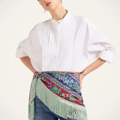 La DoubleJ Reversible Fringe Foulard 90 | Thumbnail 3