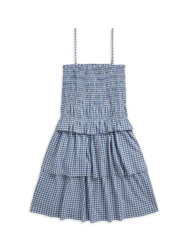Polo Ralph Lauren Little Girl's & Girl's Smocked Gingham Cotton Jersey Dress - Blue Gingham