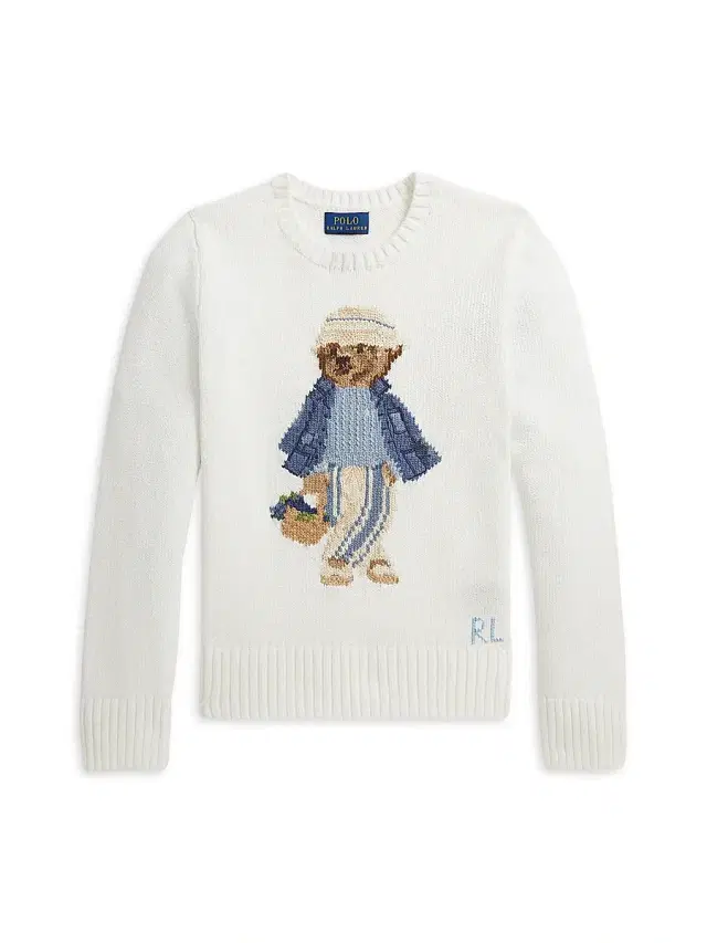 Polo Ralph Lauren Little Girl's & Girl's Polo Bear Cotton Sweater - Deckwash White