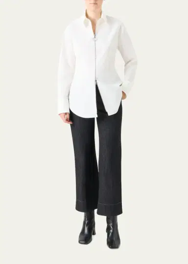 Akris punto Zip-Front Cotton Poplin Collared Shirt | Thumbnail 2 Akris punto Zip-Front Cotton Poplin Collared Shirt | Thumbnail 2