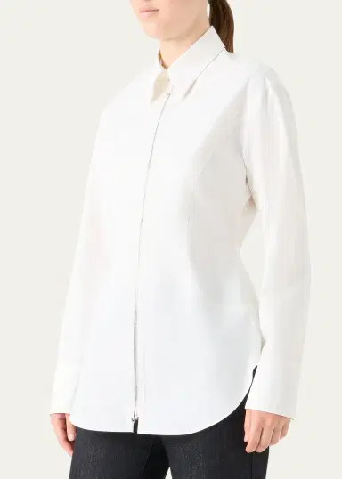 Akris punto Zip-Front Cotton Poplin Collared Shirt | Thumbnail 4 Akris punto Zip-Front Cotton Poplin Collared Shirt | Thumbnail 4