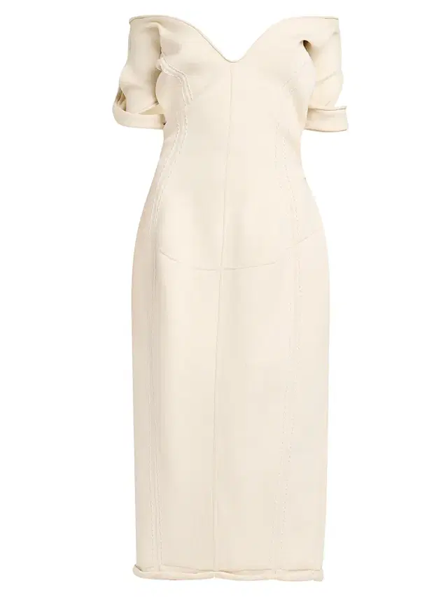 Women's Cotton-Blend Crepe Off-The-Shoulder Midi-Dress - Chalk