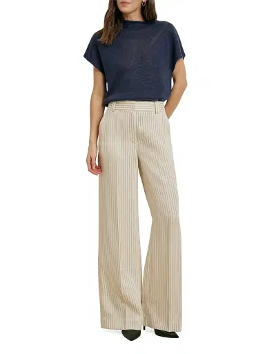 Favorite Daughter Women's The Fine Line Striped Wide-Leg Pants - Cream Pinstripe - Size 14 | Thumbnail 2
