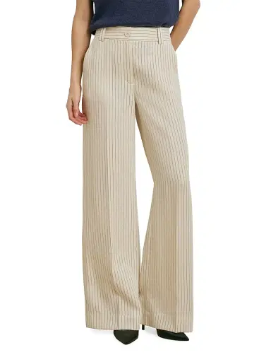 Favorite Daughter Women's The Fine Line Striped Wide-Leg Pants - Cream Pinstripe - Size 14 | Thumbnail 4