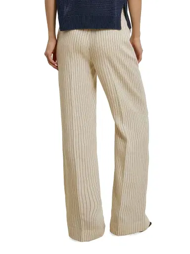 Favorite Daughter Women's The Fine Line Striped Wide-Leg Pants - Cream Pinstripe - Size 14 | Thumbnail 6