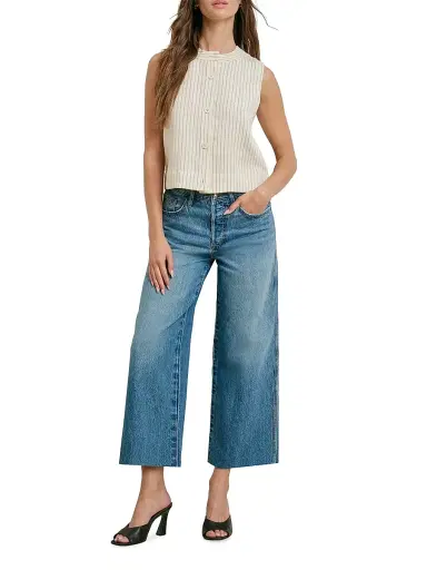 Favorite Daughter Women's The Fine Line Striped Crop Top - Cream Pinstripe - Size XL | Thumbnail 2