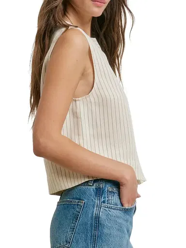 Favorite Daughter Women's The Fine Line Striped Crop Top - Cream Pinstripe - Size XL | Thumbnail 5
