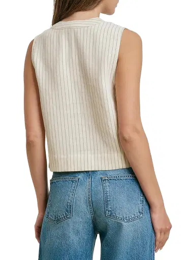 Favorite Daughter Women's The Fine Line Striped Crop Top - Cream Pinstripe - Size XL | Thumbnail 6
