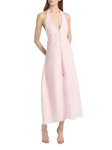 LoveShackFancy Women's Lovis Linen Button-Front Midi-Dress - Potpourri Pink - Size XL | Thumbnail 3 LoveShackFancy Women's Lovis Linen Button-Front Midi-Dress - Potpourri Pink - Size XL | Thumbnail 3