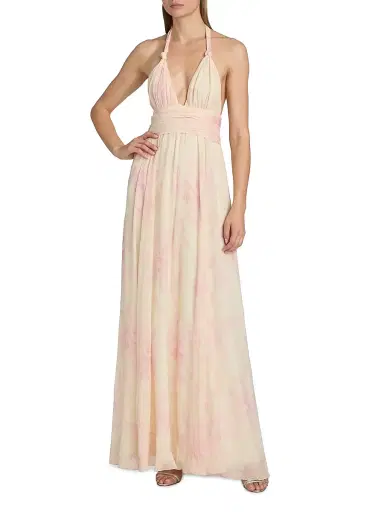 LoveShackFancy Women's Lilah Floral Silk Maxi Dress - Golden Primrose - Size Medium | Thumbnail 2