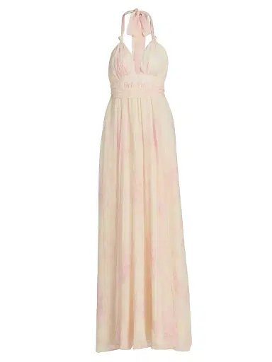 LoveShackFancy Women's Lilah Floral Silk Maxi Dress - Golden Primrose - Size Medium | Thumbnail 1