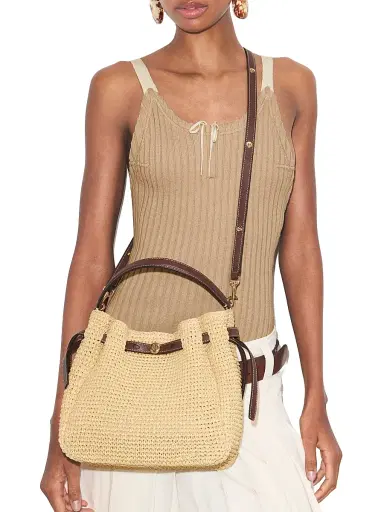 Tory Burch Women's Romy Straw Bucket Bag | Thumbnail 3 Tory Burch Women's Romy Straw Bucket Bag | Thumbnail 3